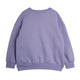 A lavender purple ribbed knit crewneck sweatshirt shown from the back, laid flat against a solid white background.