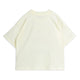 A pale cream-colored short-sleeve t-shirt shown from the back, laid flat against a solid white background.