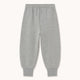 Light gray heathered jogger pants with an elastic waistband and ribbed ankle cuffs, shown flat against a light off-white background.
