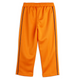 Bright orange athletic pants with black side stripes, shown flat against a white background.