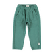 Green pinstriped pants with an elastic waistband, displayed flat against a white background.