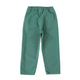 A pair of green corduroy pants with a vertical striped texture, featuring an elastic waistband, shown against a plain white background.