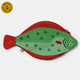 A fish-shaped green and red water repellent pouch with embroidered eyes and mouth details, shown on a light gray background with a water repellent badge in the top-left corner.